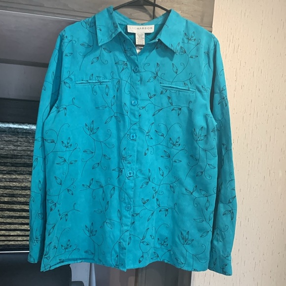 SAG HAROR Country Western /Rock Turquoise Embroidered Button Down Shirt Sz 14 - Picture 7 of 8